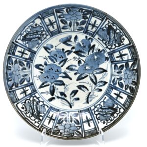 Japanese Arita Blue and White Kraak-Style Pomegranate Dish, Edo Period, c. 1680