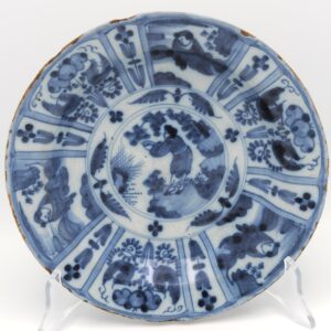 Delft - Antique Blue and White 'Kraak' Wanli style Plate - late 17th century