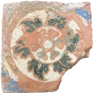 Spanish Moorish Mudejar Floor Tile, Azulejo, Olambrilla - Arista y Cuenca - 16th century