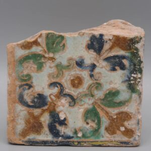 Azulejo - Spanish Moorish Mudejar Olambrilla Tile, Cuerda Seca - Seville 16th century