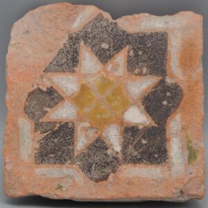 Azulejo - Spanish Moorish Mudejar Olambrilla Tile, Cuerda Seca - Toledo 16th century