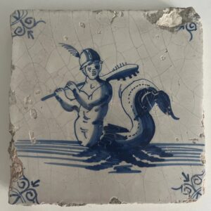 Delft Tile with Merman - 17th century
