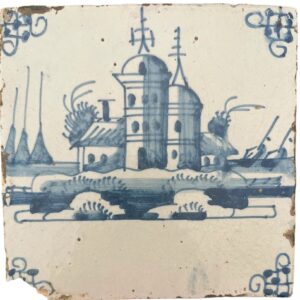 Delft Tile with a landscape and castle - 18th century