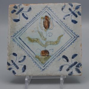 Delft Tile with tulip - 17th century