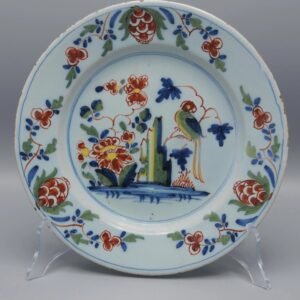 Lambeth London - English Delftware Parrot Plate, mid 18th century