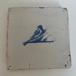 Delft blue Tile with a bird - 17th century