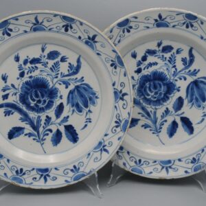 Dutch Delft - pair of blue and white Delftware dishes, late 18th century