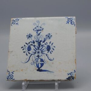 Delft Blue Tile with a flower vase - late 17th century