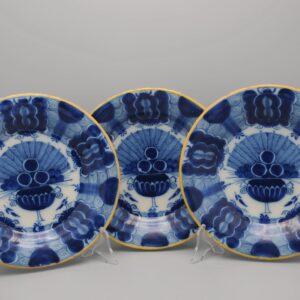 Delft set of 3 'Peacock' plates by 'De Blompot' - second half 18th century