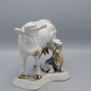 Delft - Figurine Group of a Cow and Milker, late 18th century (cold painted)