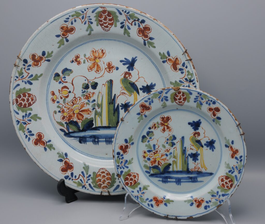 Lambeth London – English Delftware Parrot Plate, mid 18th century