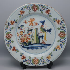 Lambeth London - English Delftware Parrot Plate, mid 18th century