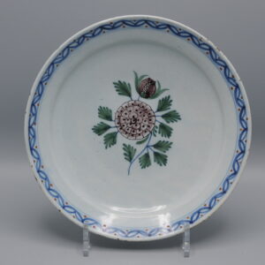 Delft, Plate with manganese rose - 18th century