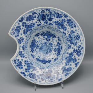 A Barber Bowl in Blue and White Dutch Delftware