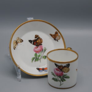 Porcelain Cup and Saucer with flowers and butterflies, early 19th century French