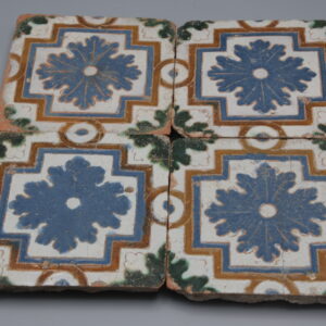 Spanish Azulejo set of 4 tiles Arista y Cuenca - Toledo 16th century