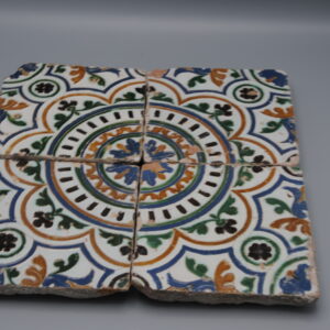 Spanish Azulejo set of 4 tiles Arista y Cuenca - Toledo 16th century