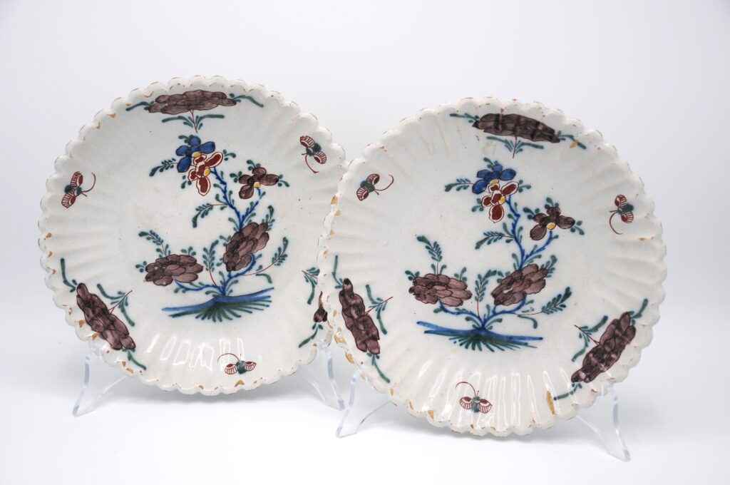 Delft - Set of Four 18th Century Dutch Polychrome Delftware Floral Plates