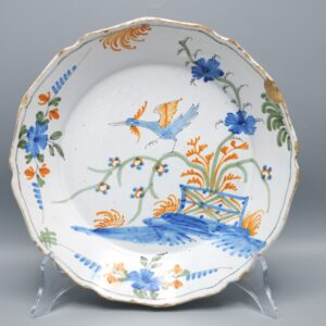18th Century Antique Nevers Faience Plate with Chinoiserie Decor