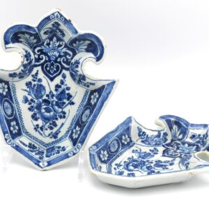 A pair of Dutch Delft blue and white sweetmeat dishes, late 17th C