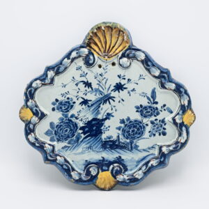 Delft - Blue and White Wall Plaque with polychrome self-frame, mid 18th century