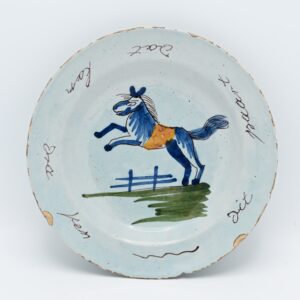 Delft - small plate depicting a horse. 18th century