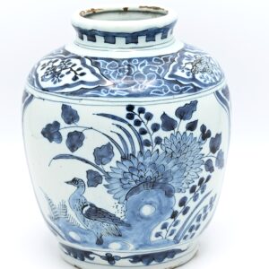 Blue and White Dutch Delftware Vase with Wanli-Style Decoration